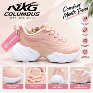 NXG Columbus Women’s Pink Chunky SneakersThe NXG Columbus Women’s Pink Chunky Sneakers combine street-style aesthetics with everyday functional comfort. Designed with a lightweight and breathable structure, these sneakers feature an ergonomic anti-slip chunky sole that provides reliable traction and cushioned support throughout the day. Product Specifications & FeaturesSpecification / FeatureDetailsBrandColumbus (NXG Series)Product TypeWomen’s Sports & Casual Chunky SneakersColorPinkUpper MaterialBreathable Mesh & Synthetic OverlaysSole TypeLightweight, Anti-Slip Chunky Rubber/EVA SoleClosureLace-UpInsole CushioningSoft Cushioned Footbed for Shock AbsorptionKey HighlightsUltra-lightweight build, breathable mesh upper, anti-slip multi-surface grip, high-density platform supportBest ForCasual wear, outdoor walks, gym training, daily college/athleisure stylingKey BenefitsAll-Day Cushioning: The thick chunky sole absorbs foot strike impact, reducing strain during extended walking or standing.Breathable Airflow: High-grade mesh panels allow active air circulation to keep your feet cool and dry.Enhanced Traction: Engineered anti-slip outsole grooves offer optimal grip across wet and smooth surfaces.