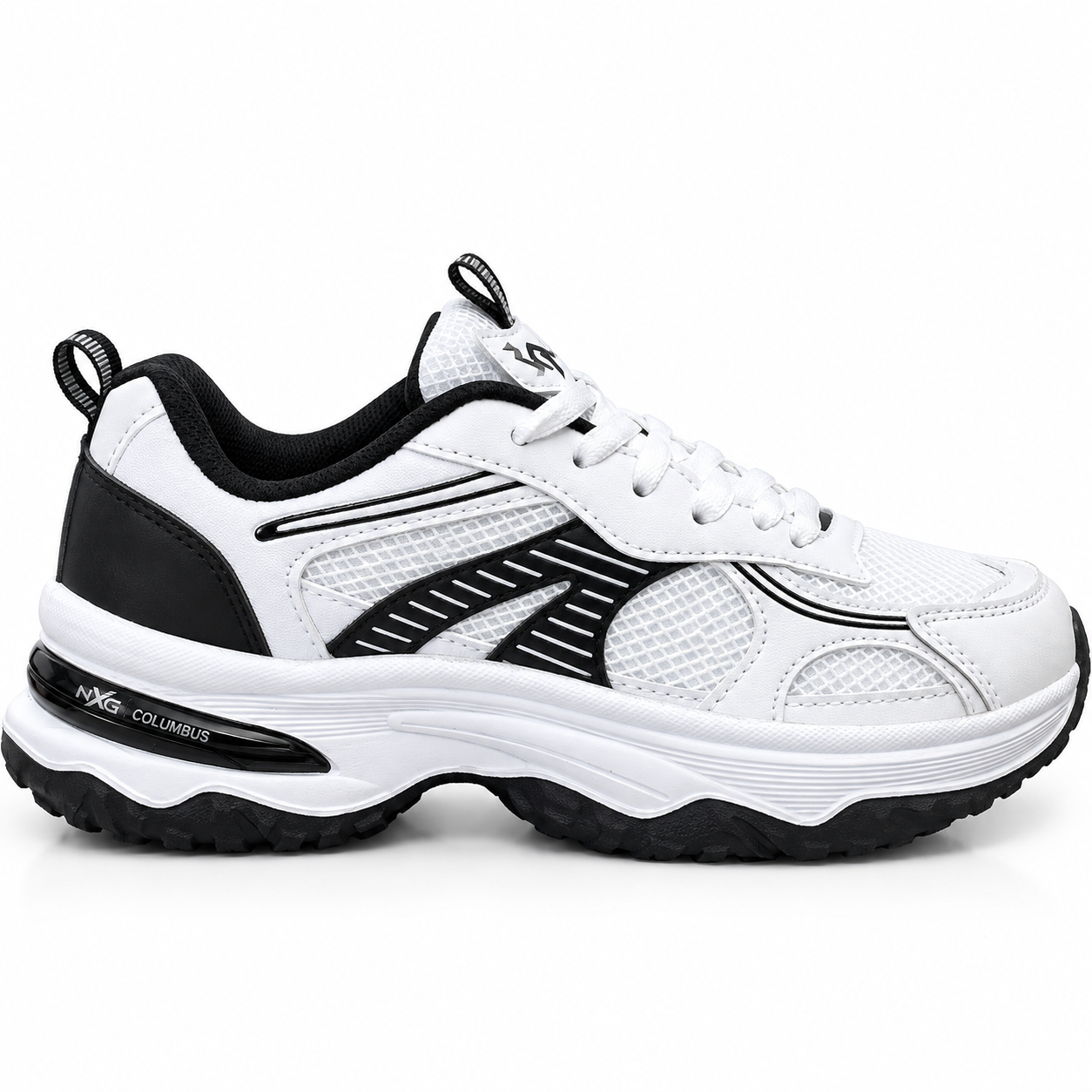 white and black athletic sneaker profile white and black athletic sneaker profile